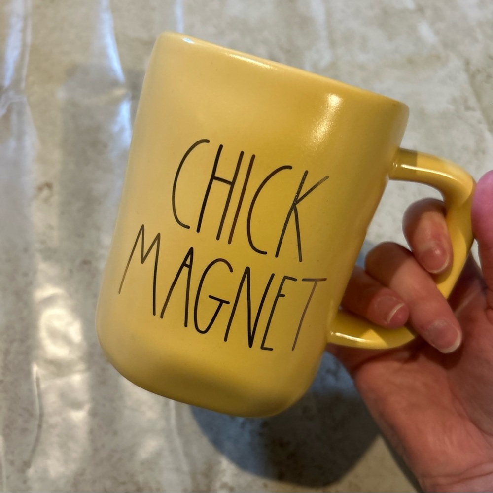 Rae Dunn large oversized coffee mug easter gold metallic yellow chick magnet